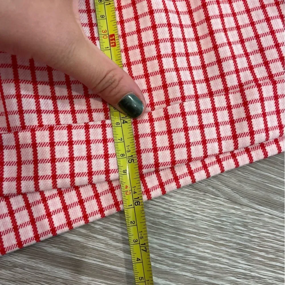Twik Plaid Red And Whit High Waist Bermuda Retro shorts M - Picture 10 of 10